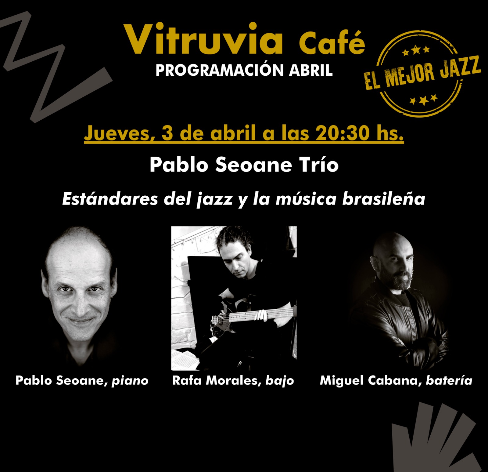 Concierto de pablo seoane trio en vitruvia cafe - jazz en vigo